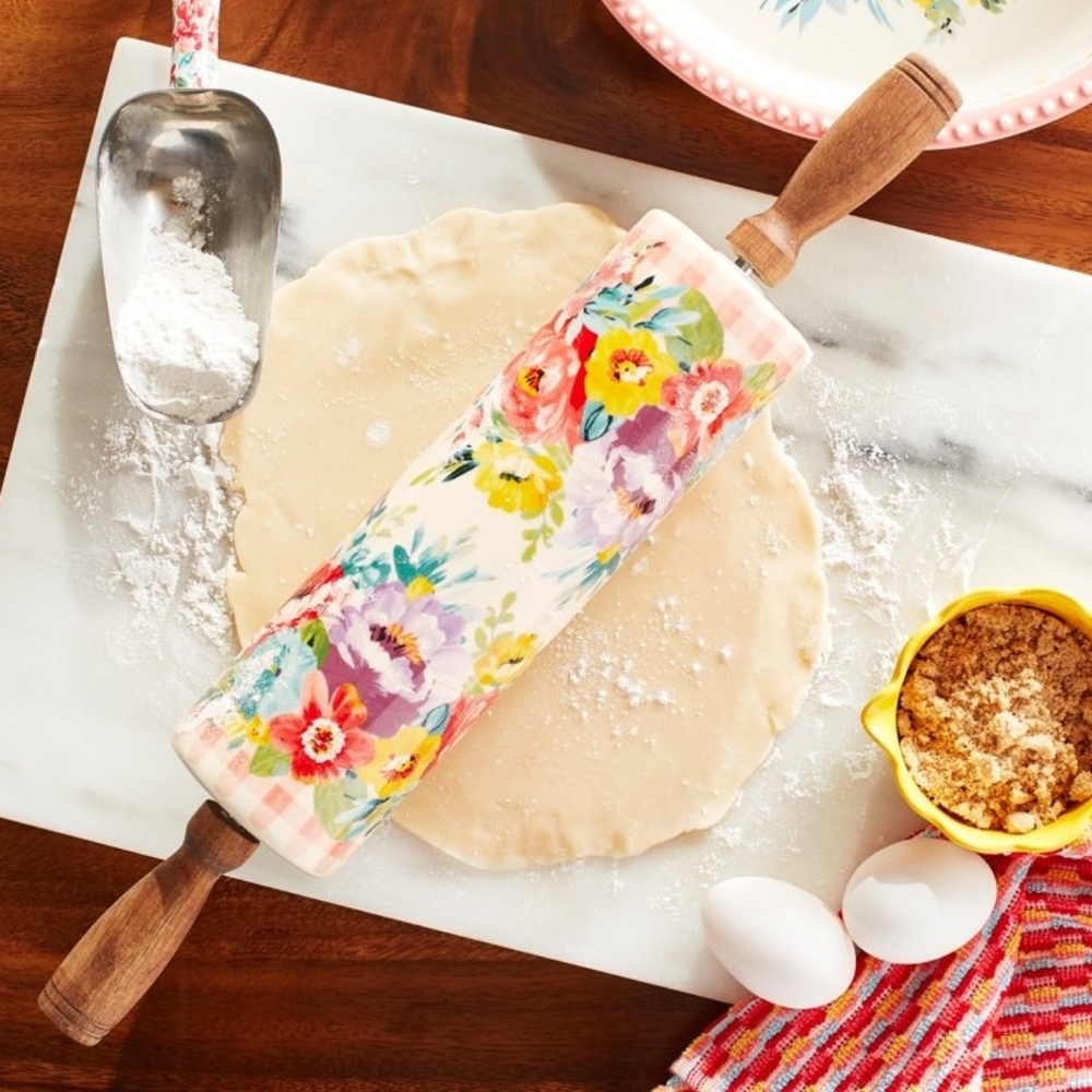 ❤️ New Pioneer Woman Sweet Romance Blossoms Ceramic Rolling Pin